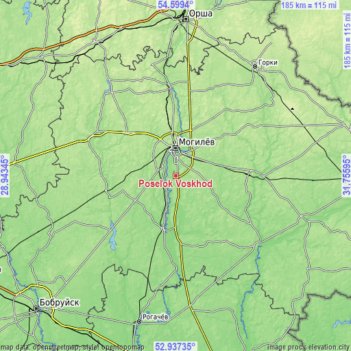 Topographic map of Posëlok Voskhod