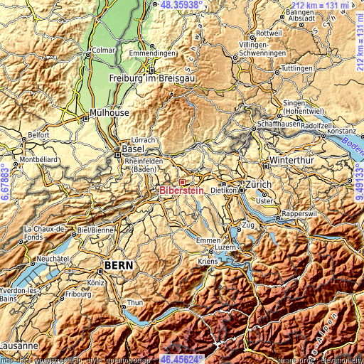Topographic map of Biberstein