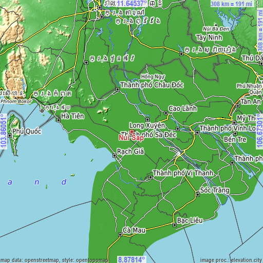 Topographic map of Núi Sập