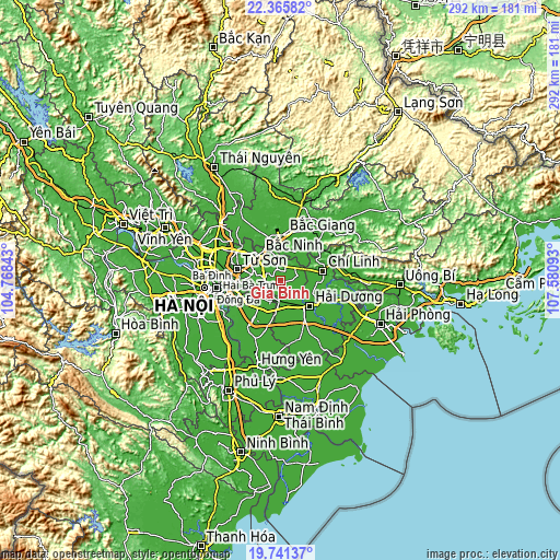 Topographic map of Gia Bình