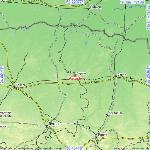 Topographic map of Varash