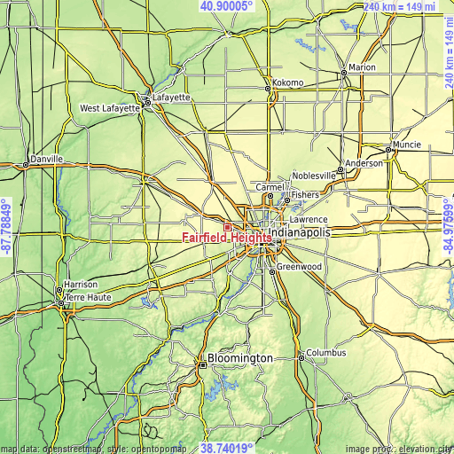 Topographic map of Fairfield Heights