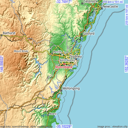 Topographic map of Moorebank