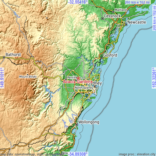 Topographic map of Acacia Gardens