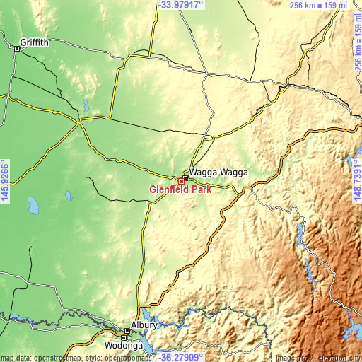 Topographic map of Glenfield Park