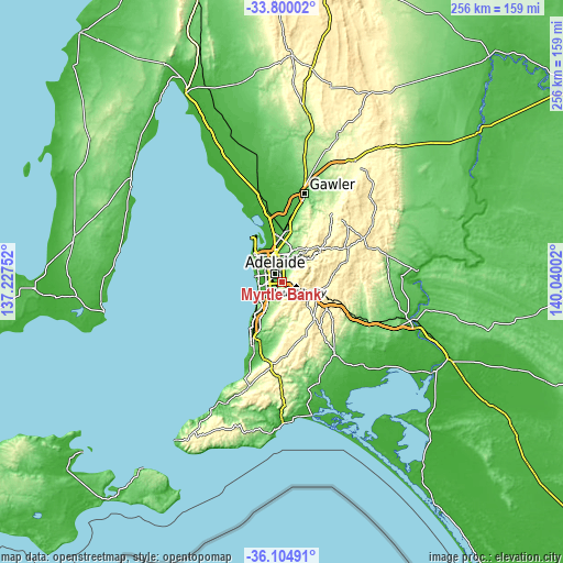 Topographic map of Myrtle Bank