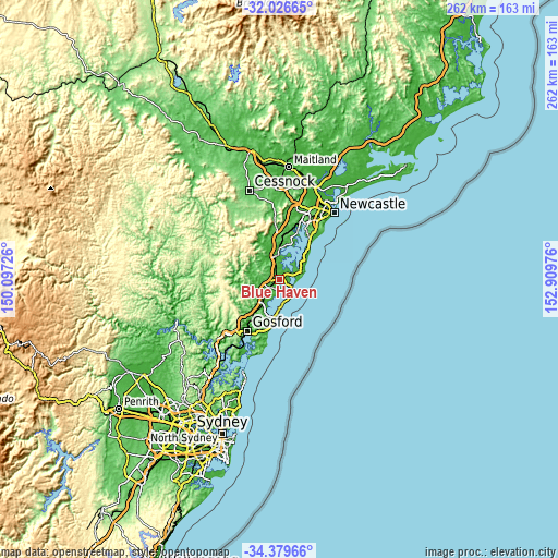 Topographic map of Blue Haven