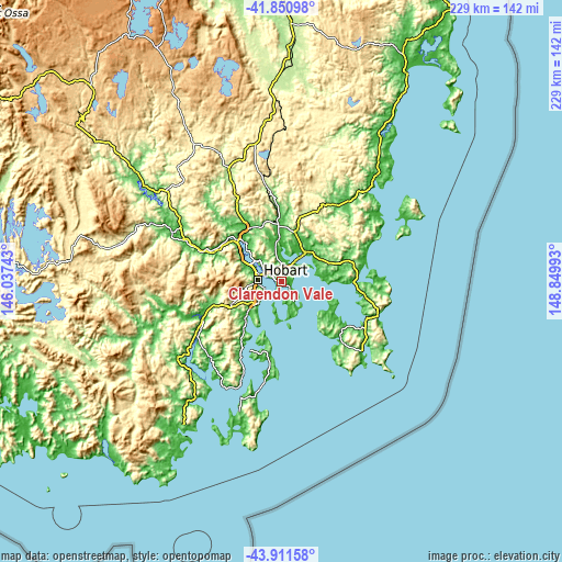 Topographic map of Clarendon Vale