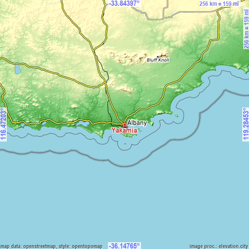 Topographic map of Yakamia