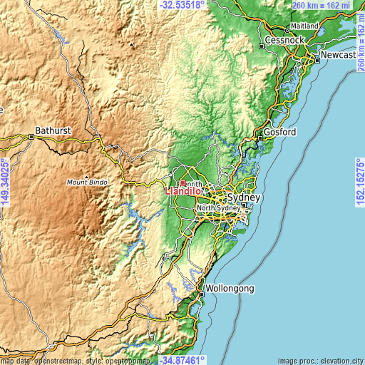 Topographic map of Llandilo