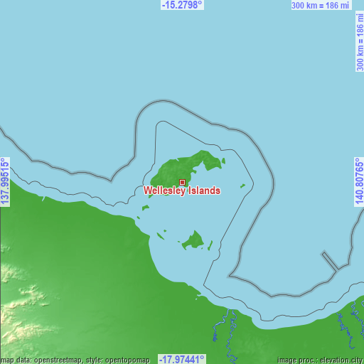 Topographic map of Wellesley Islands