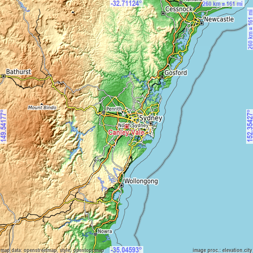 Topographic map of Canley Vale