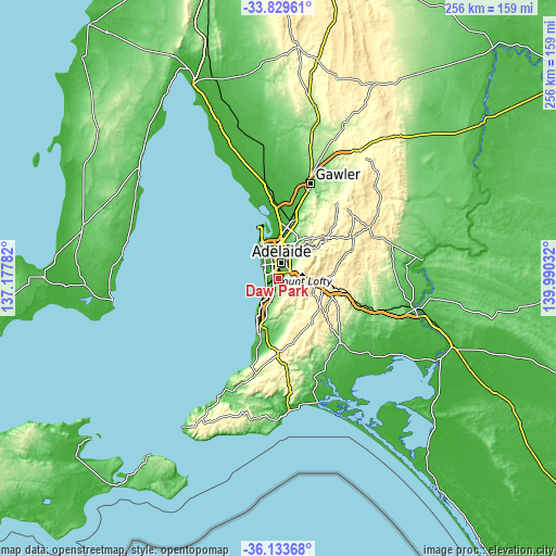 Topographic map of Daw Park