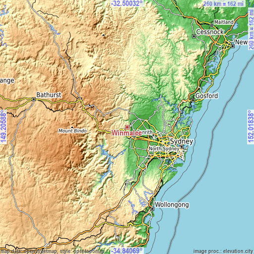 Topographic map of Winmalee