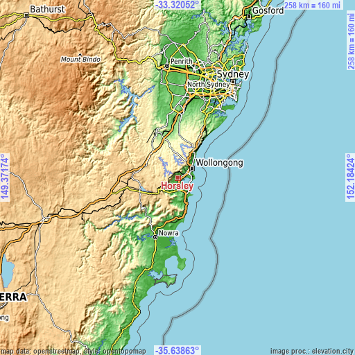 Topographic map of Horsley