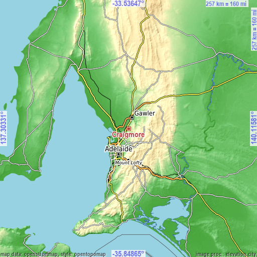 Topographic map of Craigmore