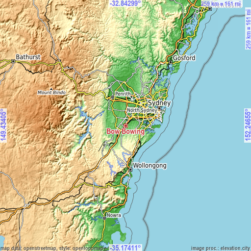 Topographic map of Bow Bowing