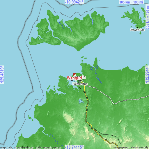 Topographic map of Wanguri