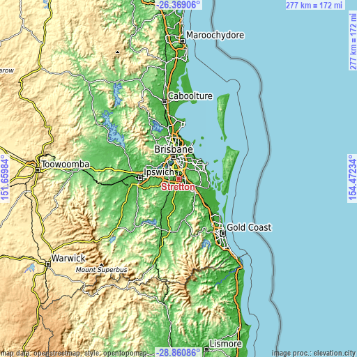 Topographic map of Stretton