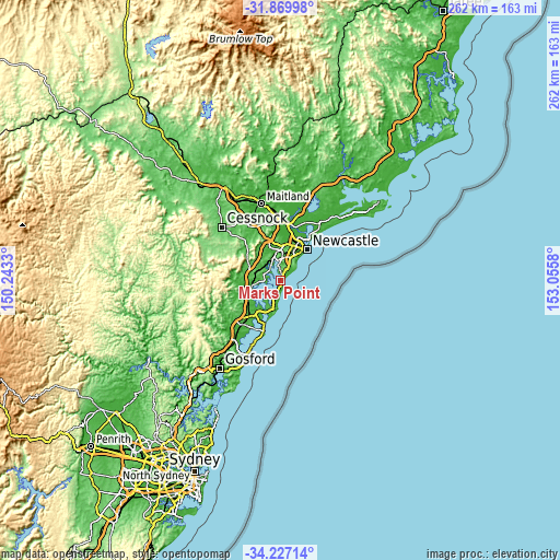 Topographic map of Marks Point