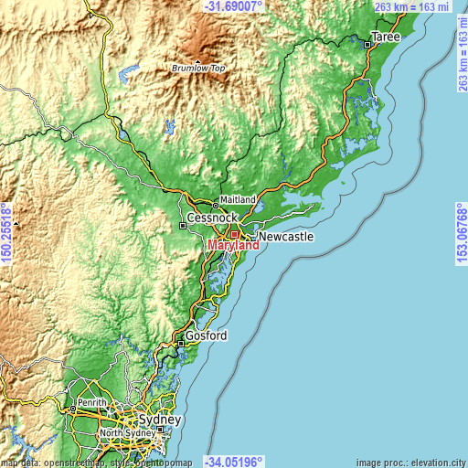 Topographic map of Maryland