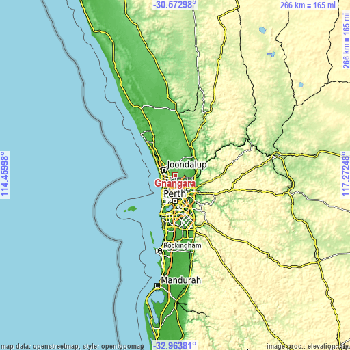 Topographic map of Gnangara