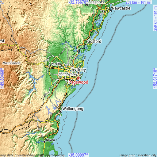 Topographic map of Pagewood