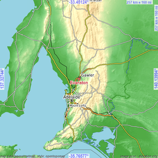 Topographic map of Evanston