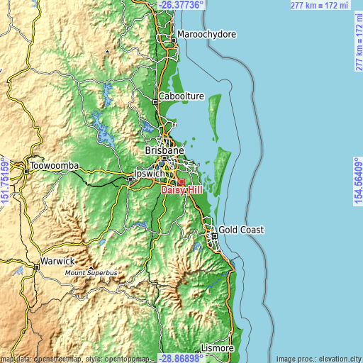 Topographic map of Daisy Hill