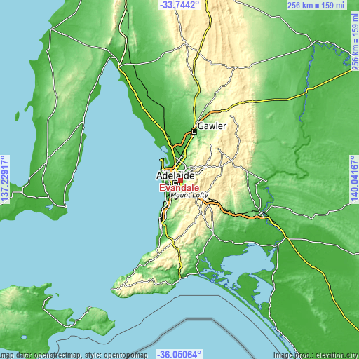 Topographic map of Evandale