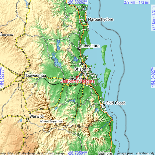 Topographic map of Jamboree Heights