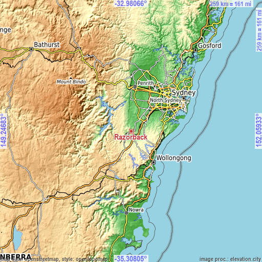 Topographic map of Razorback