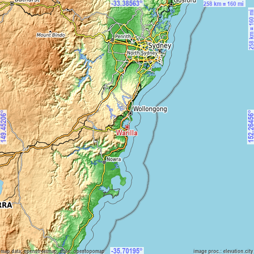 Topographic map of Warilla