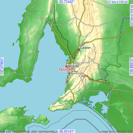 Topographic map of Tennyson