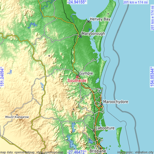 Topographic map of Southside