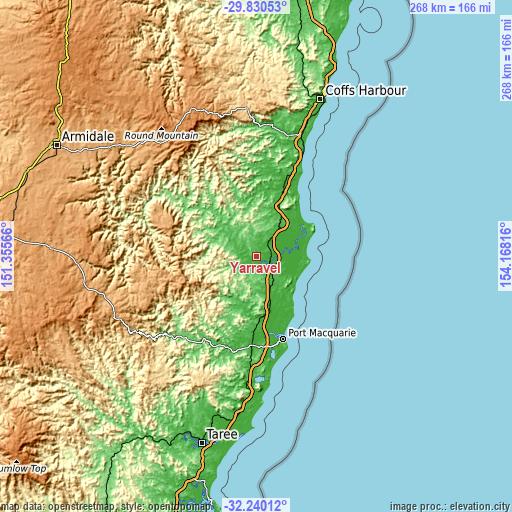 Topographic map of Yarravel