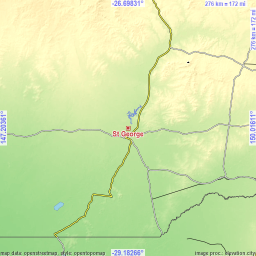 Topographic map of St George