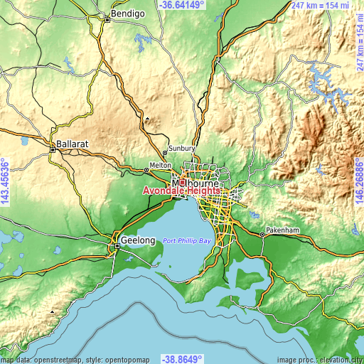 Topographic map of Avondale Heights