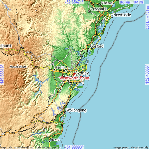 Topographic map of Wentworth Point