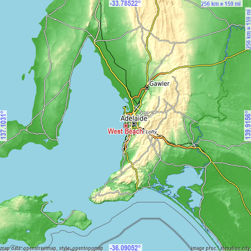 Topographic map of West Beach