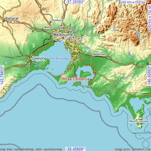 Topographic map of Hmas Cerberus