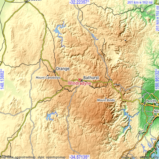 Topographic map of Windradyne