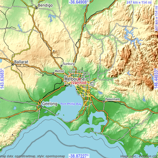 Topographic map of Ivanhoe