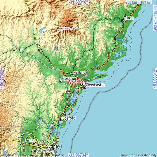 Topographic map of Woodberry