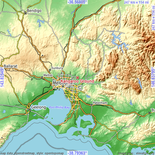 Topographic map of Kangaroo Ground