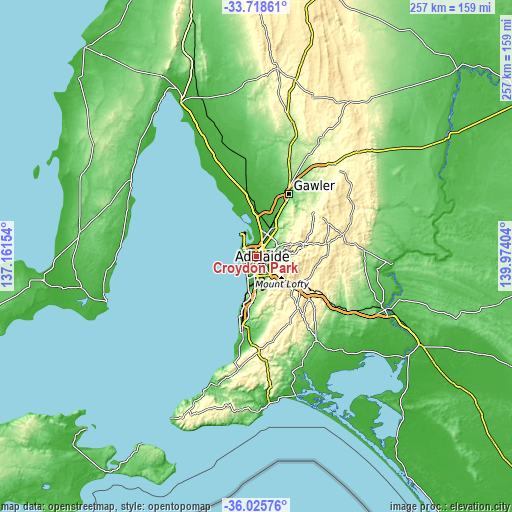 Topographic map of Croydon Park