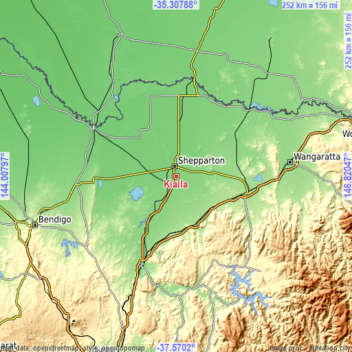 Topographic map of Kialla