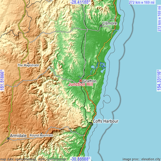Topographic map of Junction Hill