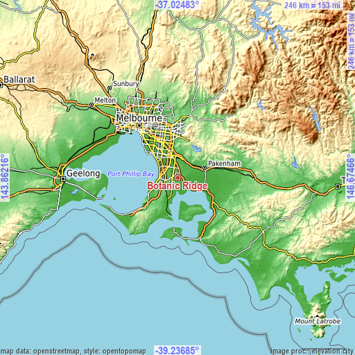 Topographic map of Botanic Ridge