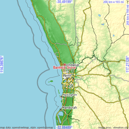 Topographic map of Banksia Grove